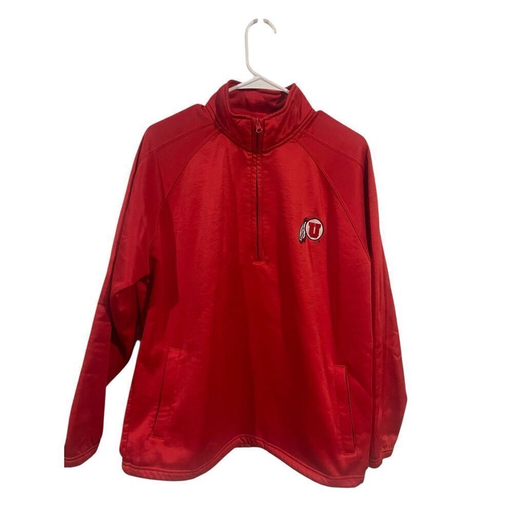 American Classic Sportswear Men Red Long Sleeve Utah Utes 1/4 Zip Pullover Large